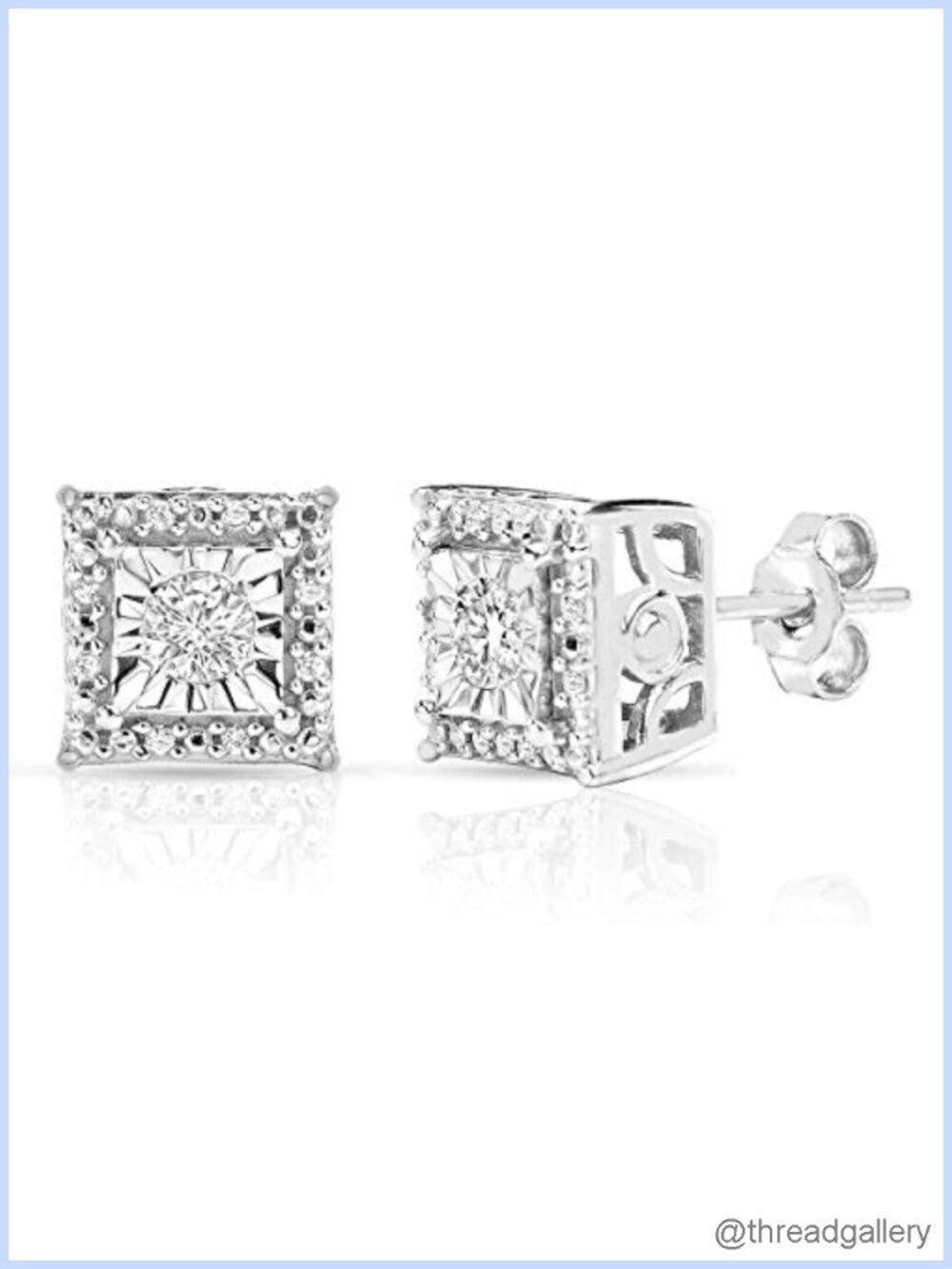 Diamond Stud Earrings 1/4 Cttw Rhodium Plated Sterling Silver Prong Set